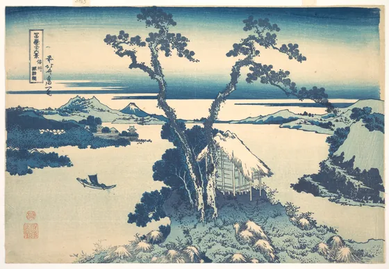 Lake Suwa in Shinano Province (Shinshū Suwako), from the series Thirty-six Views of Mount Fuji (Fugaku sanjūrokkei)