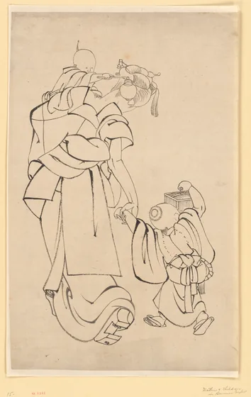 Mother and Children in Summer Night