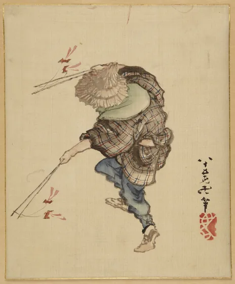 Prancing Figure with Paper Birds
