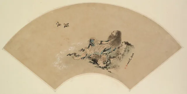 海辺で鳥を眺める李白（立詩）