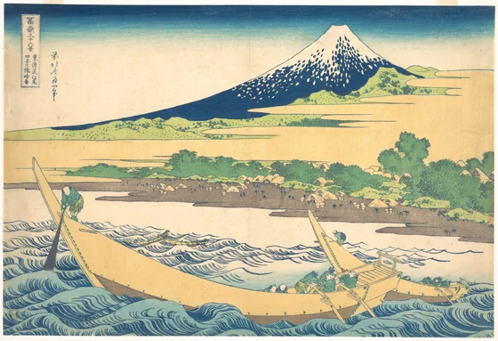 Tago Bay near Ejiri on the Tōkaidō (Tōkaidō Ejiri Tago no ura ryaku zu), from the series Thirty-six Views of Mount Fuji (Fugaku sanjūrokkei)