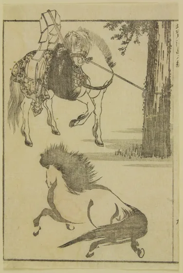 Two Horses, a Book Illustration from The Manga, Vol. 6