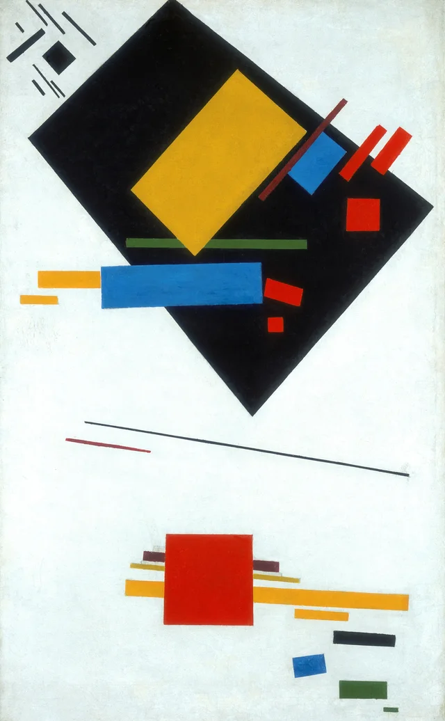 Pintura suprematista (con trapecio negro y cuadrado rojo)