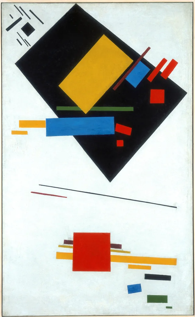 Peinture suprématiste (avec trapèze noir et carré rouge)