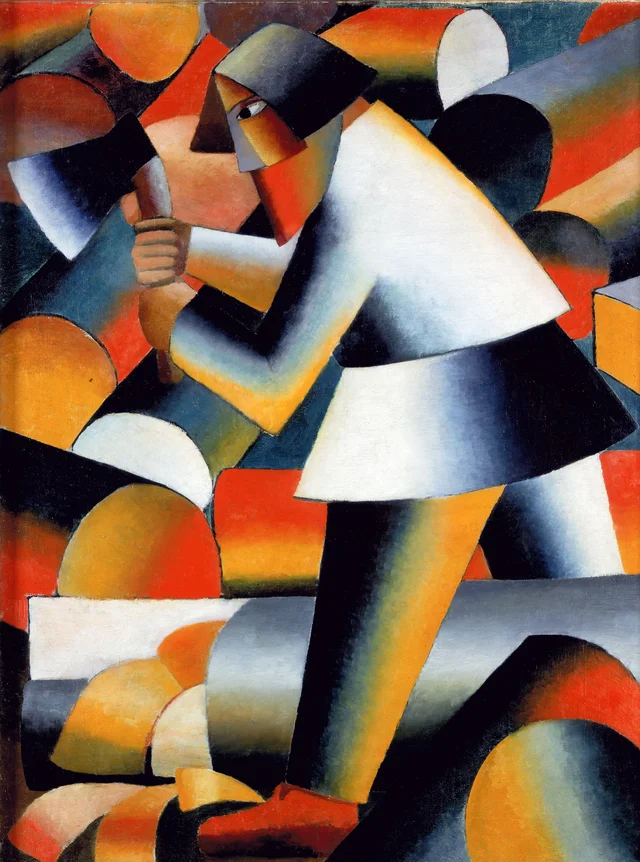 El leñador (recto) / Campesinas en la iglesia (verso), Kazimir Malévich
