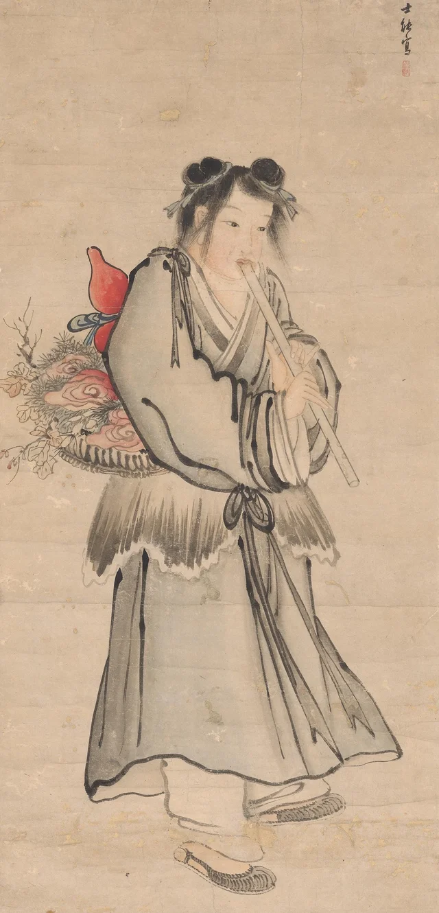 仙童吹簫図