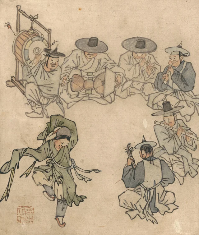 The dancing boy, from the Album of genre paintings by Danwon, Kim Hong-do