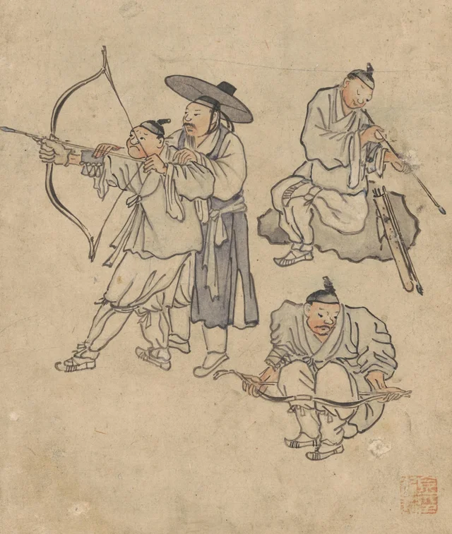 射弓、檀園風俗図帖, 金弘道