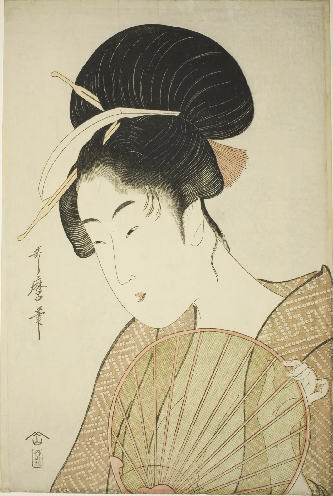 Woman Holding a Round Fan, Kitagawa Utamaro