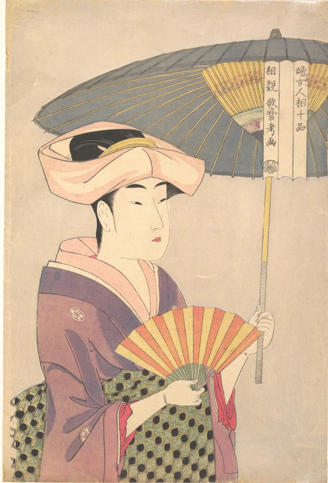Femme tenant une ombrelle, de la série Dix classes de physiognomonie féminine, Kitagawa Utamaro