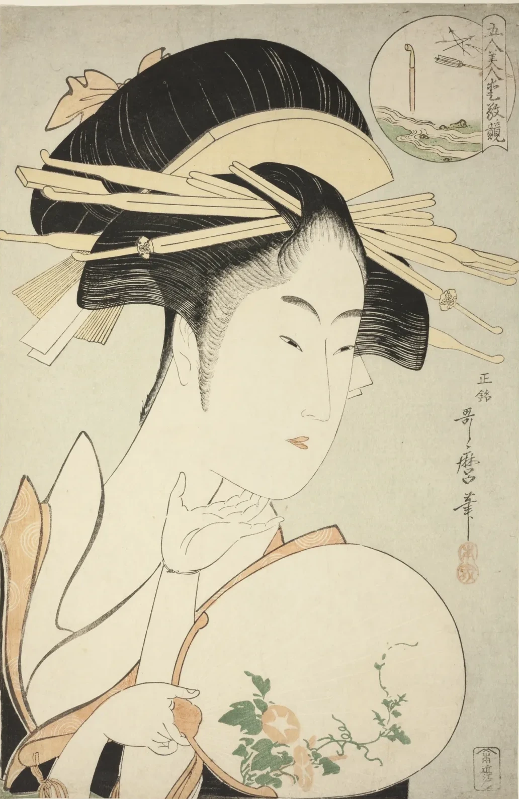 Kisegawa do Matsubaya, da série Comparação dos encantos de cinco belezas, Kitagawa Utamaro