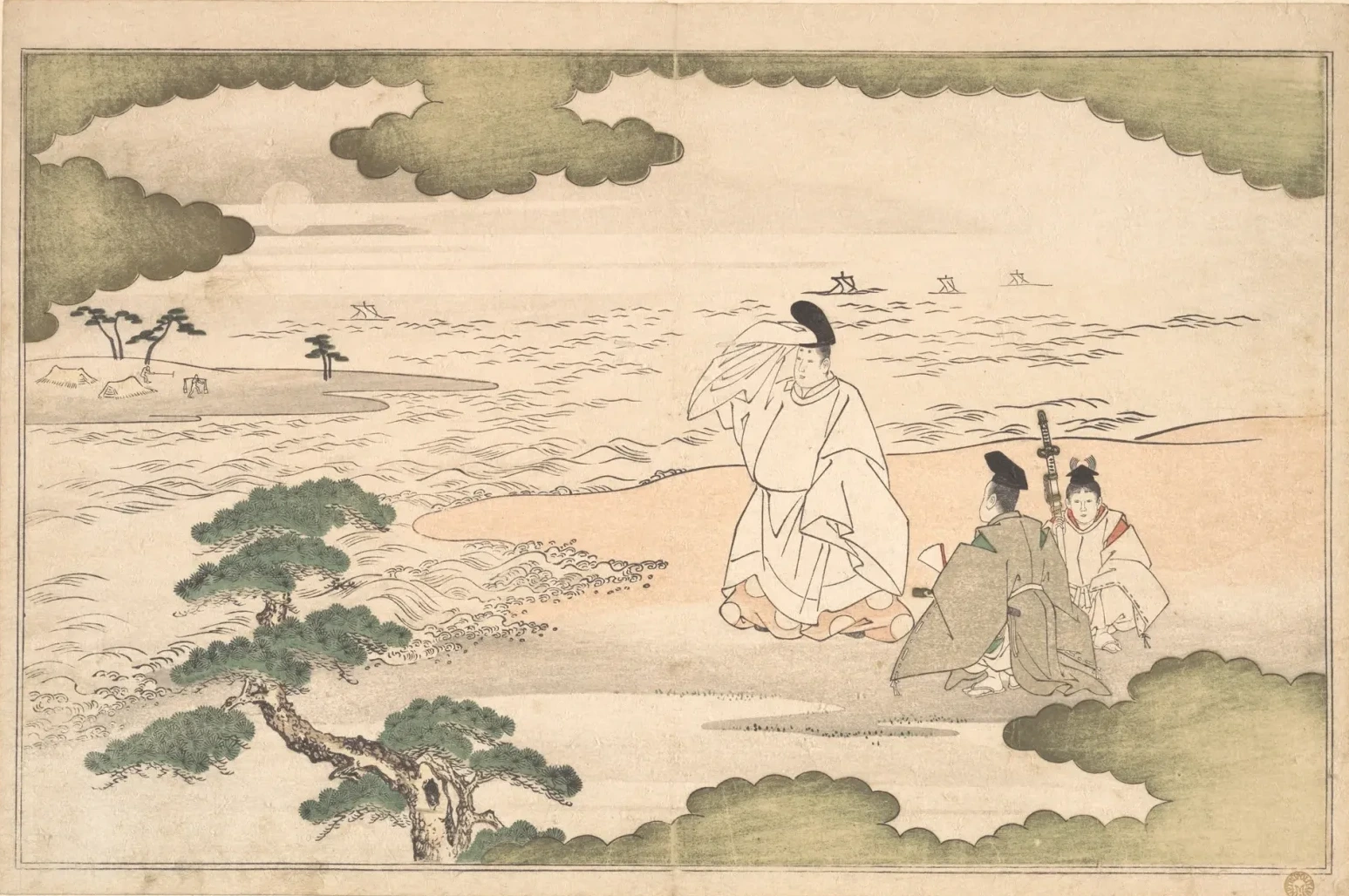 L'Exil de Yukihira à Suma, Kitagawa Utamaro