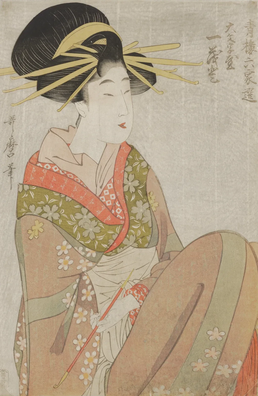 La cortesana Hitomoto del Daimonjiya, Kitagawa Utamaro