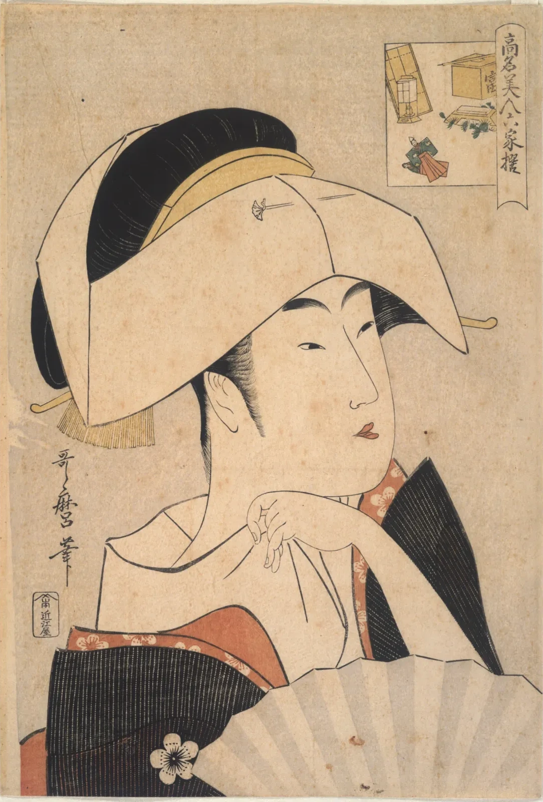 “The Geisha Tomimoto Toyohina” from the Series "Renowned Beauties Likened to the Six Immortal Poets", Kitagawa Utamaro