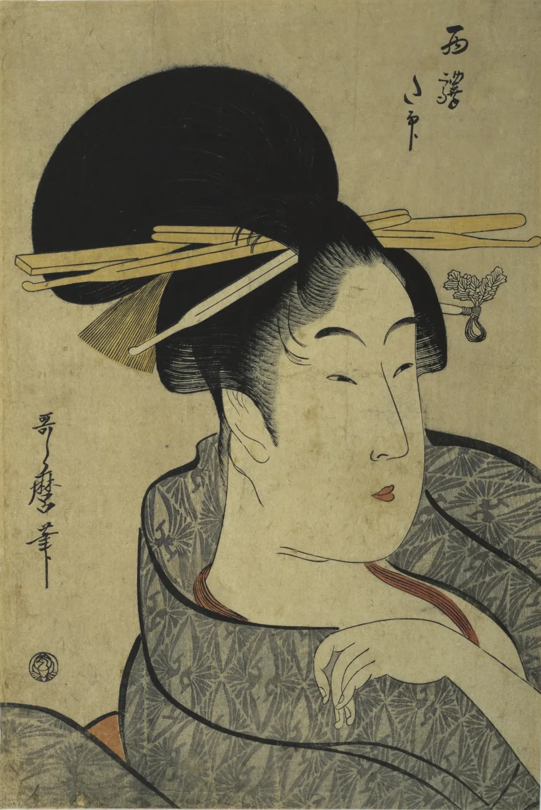 A marca ta da estação de posta do Oeste, Kitagawa Utamaro