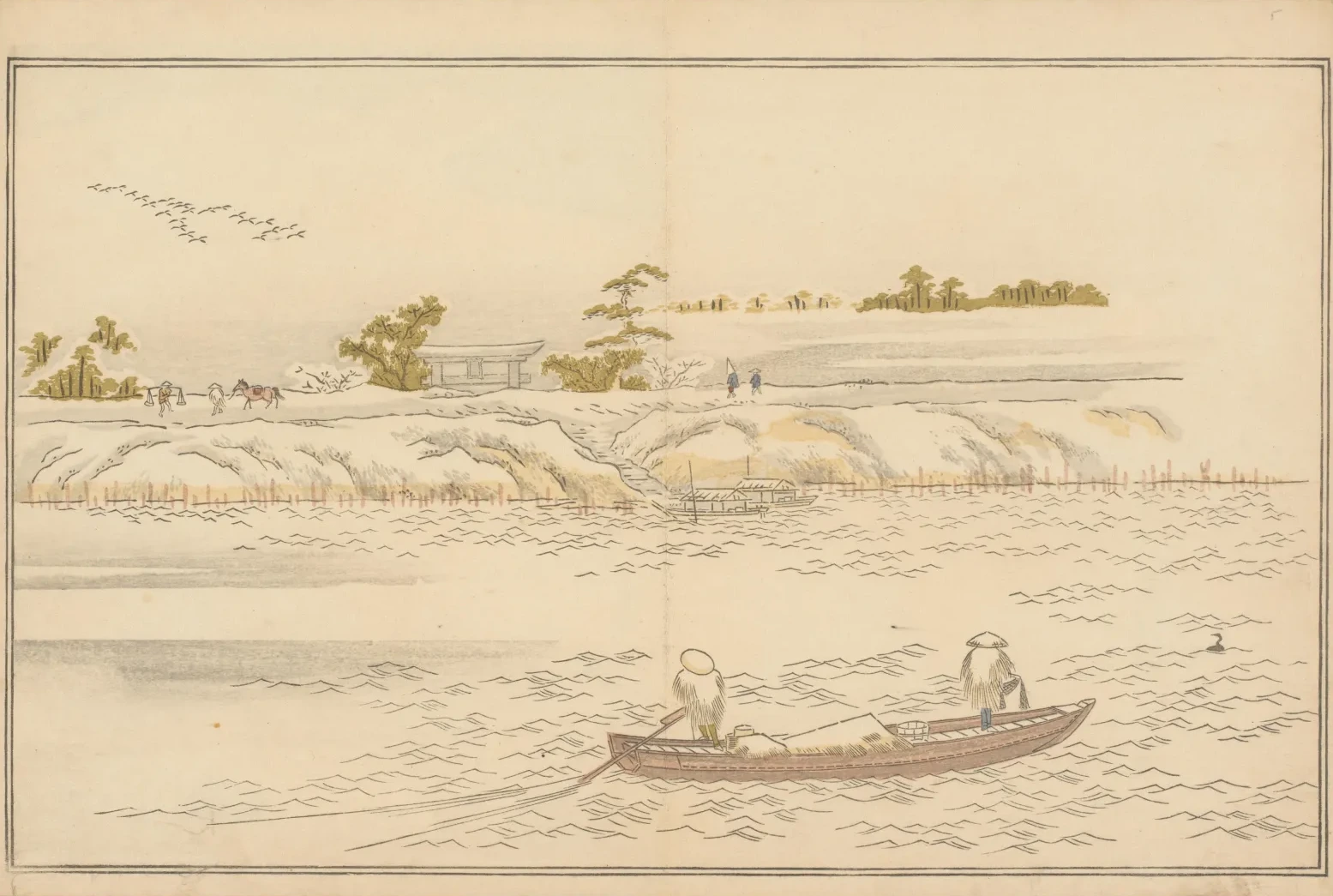 Les Rives de la Sumida sous la neige, du livre illustré Le Monde d'argent, Kitagawa Utamaro