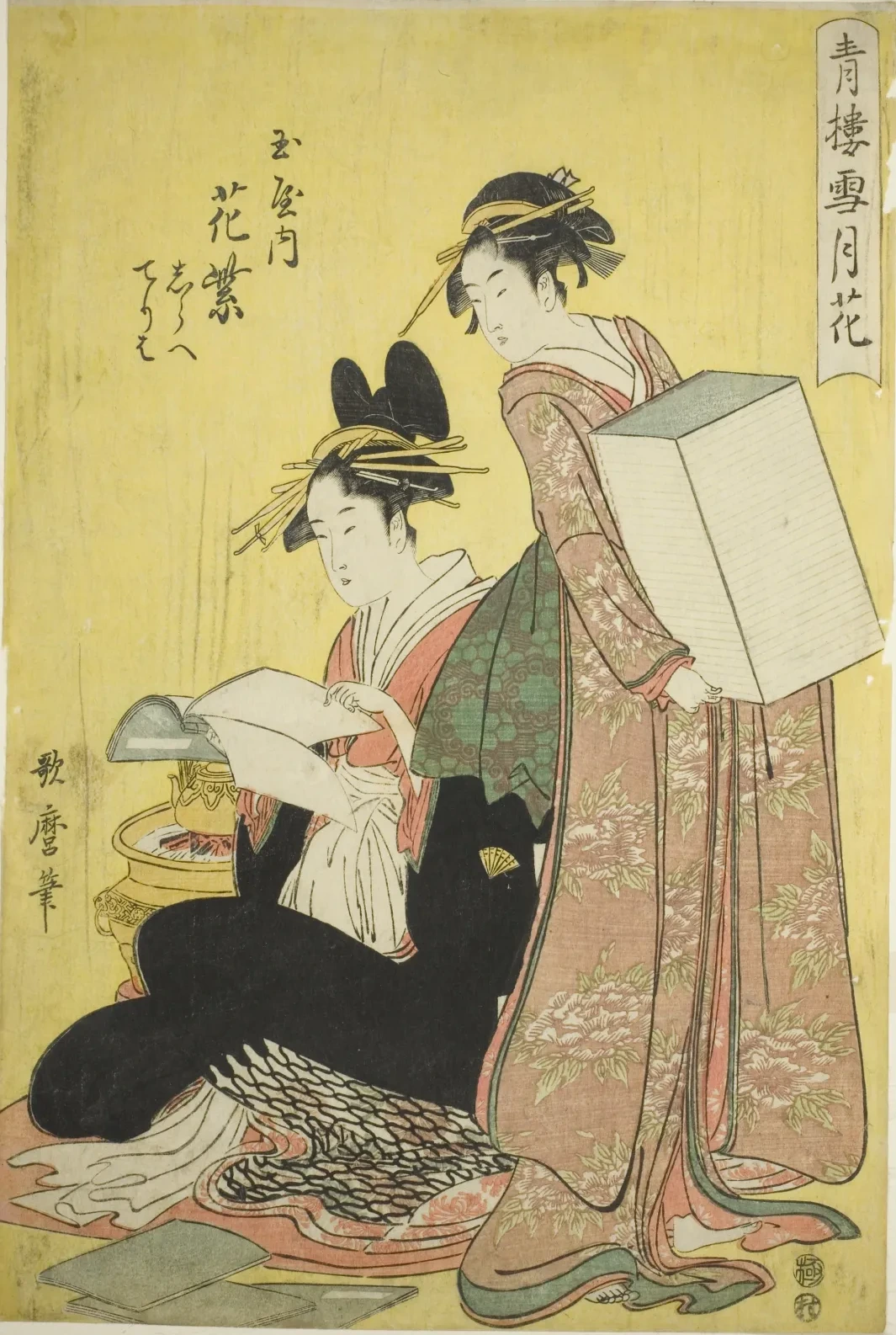 青楼雪月花・玉屋内花紫 しらべ てりは, 喜多川歌麿