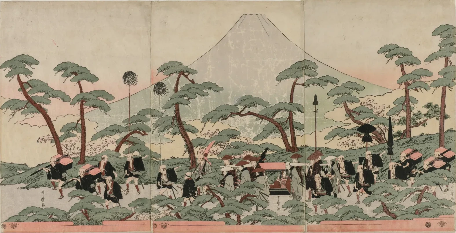 Procesión al pie del monte Fuji, Kitagawa Utamaro