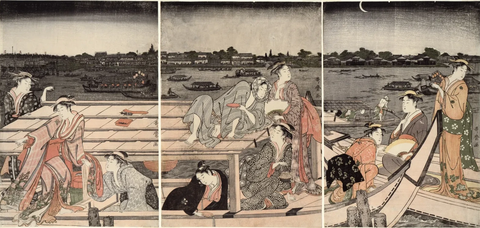 Pleasure-Boating on the Sumida River, Kitagawa Utamaro