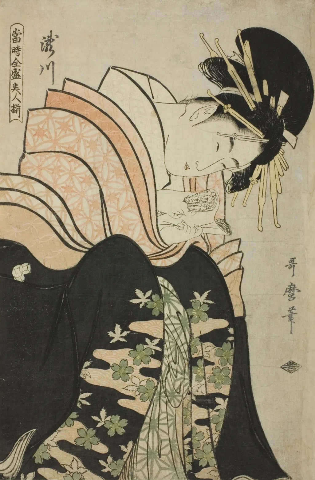Takigawa, de la serie Reunión de las bellezas más en boga del momento, Kitagawa Utamaro