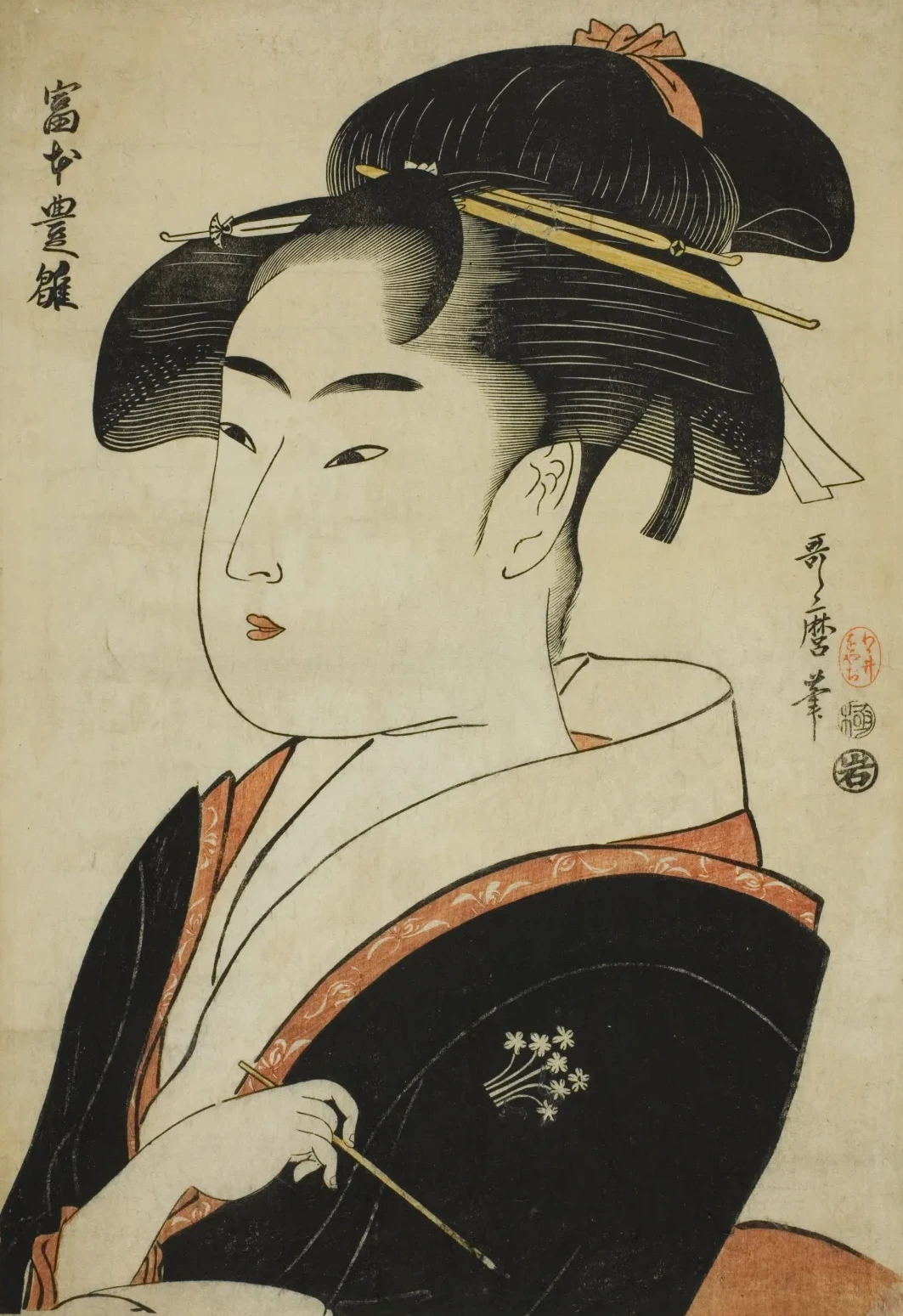 Tomimoto Toyohina, de la serie Bellezas célebres de Edo, Kitagawa Utamaro