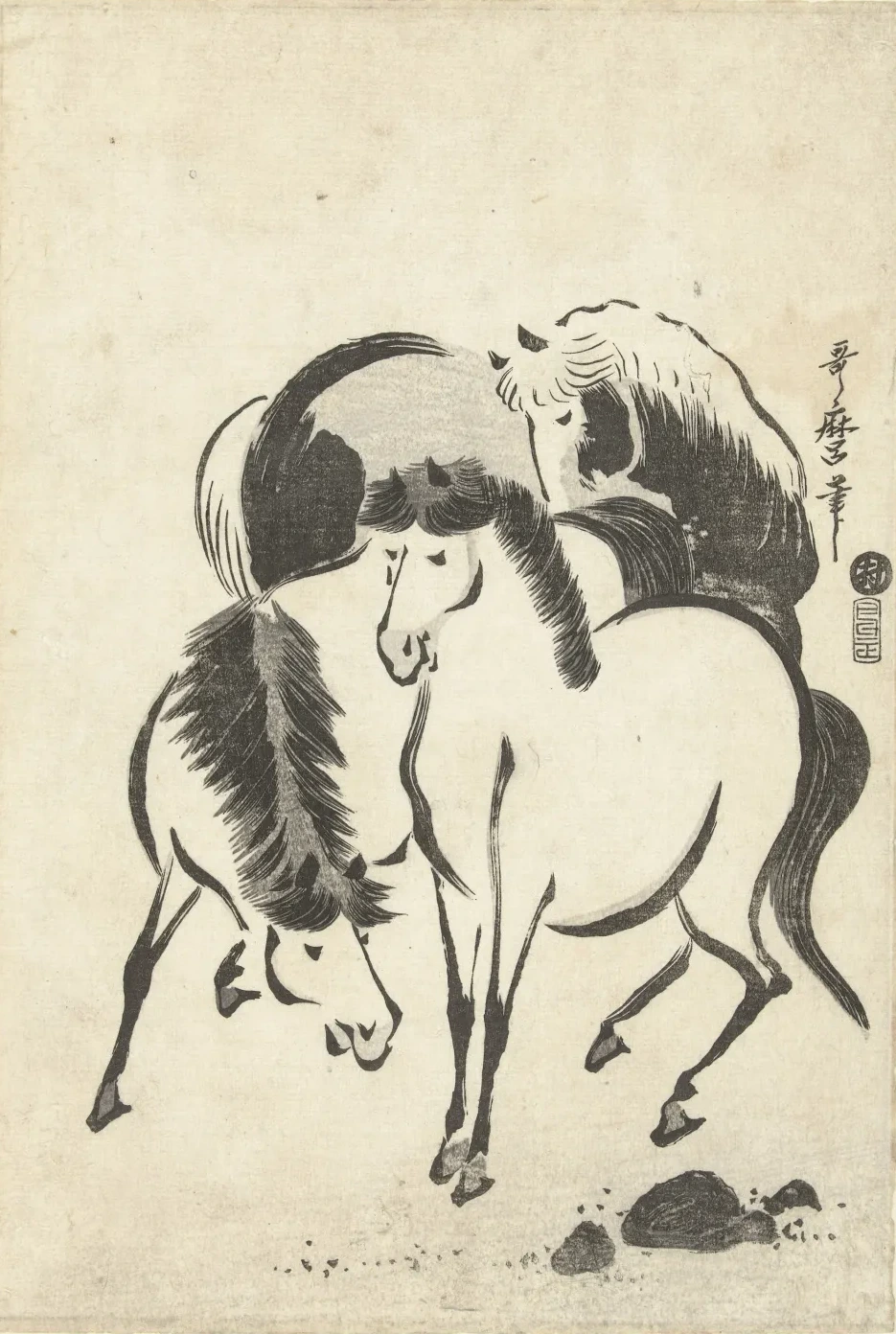 Três cavalos, Kitagawa Utamaro