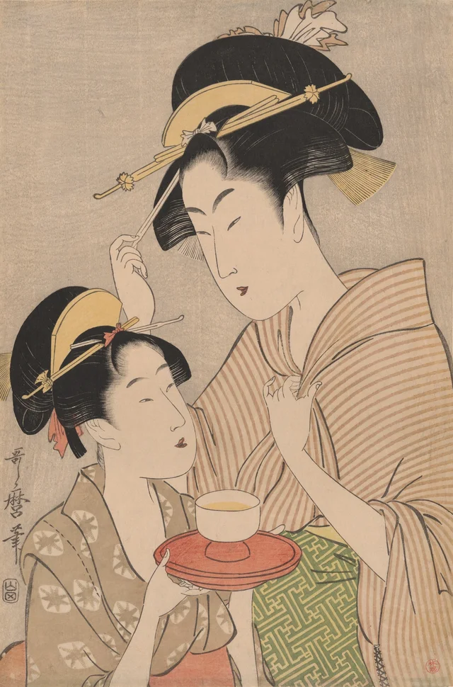 茶を差し出す娘, 喜多川歌麿