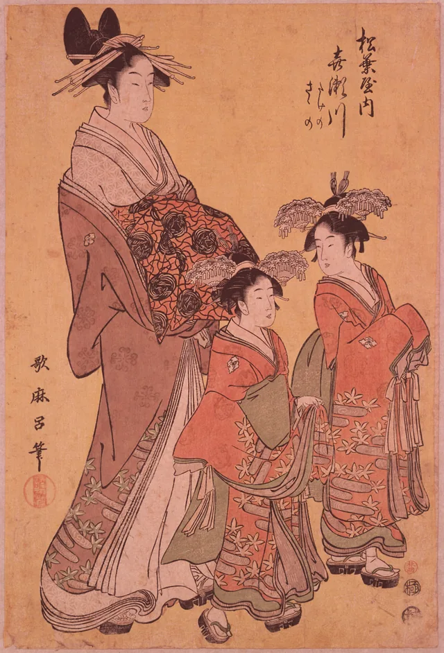 松葉屋内喜瀬川(五枚続のうち), 喜多川歌麿