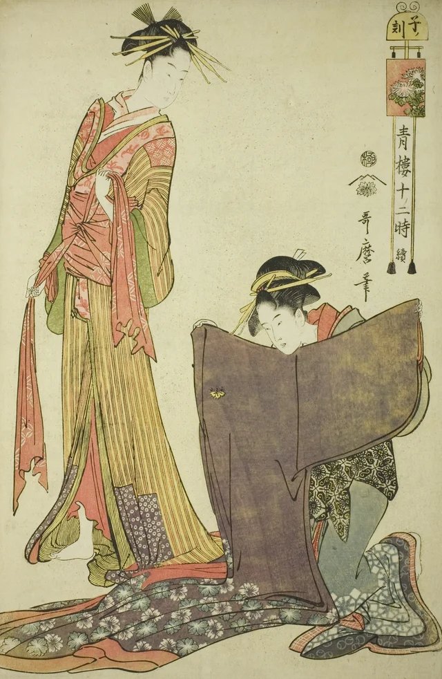 A hora do Rato, da série As doze horas das casas verdes, Kitagawa Utamaro