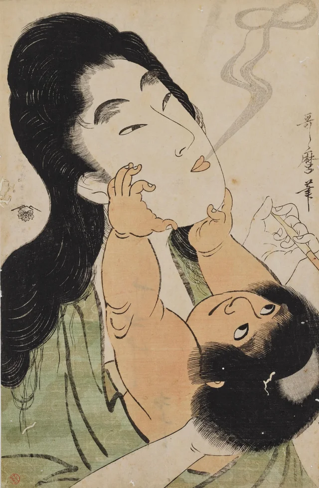 Yamanba and Kintarō: Tobacco Smoke, Kitagawa Utamaro