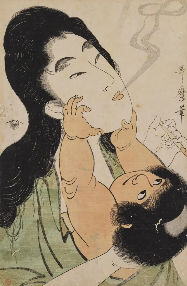Yamanba and Kintarō: Tobacco Smoke, Kitagawa Utamaro