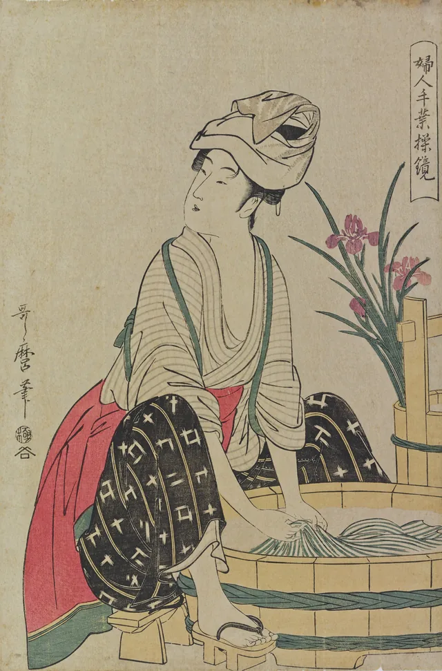 La colada, de la serie Modelos de trabajos de mujeres, Kitagawa Utamaro