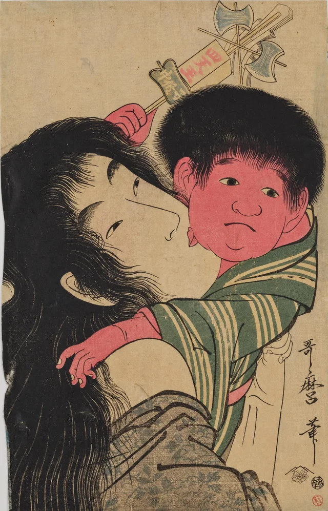Le Baiser, de la série Yamauba et Kintarō, Kitagawa Utamaro