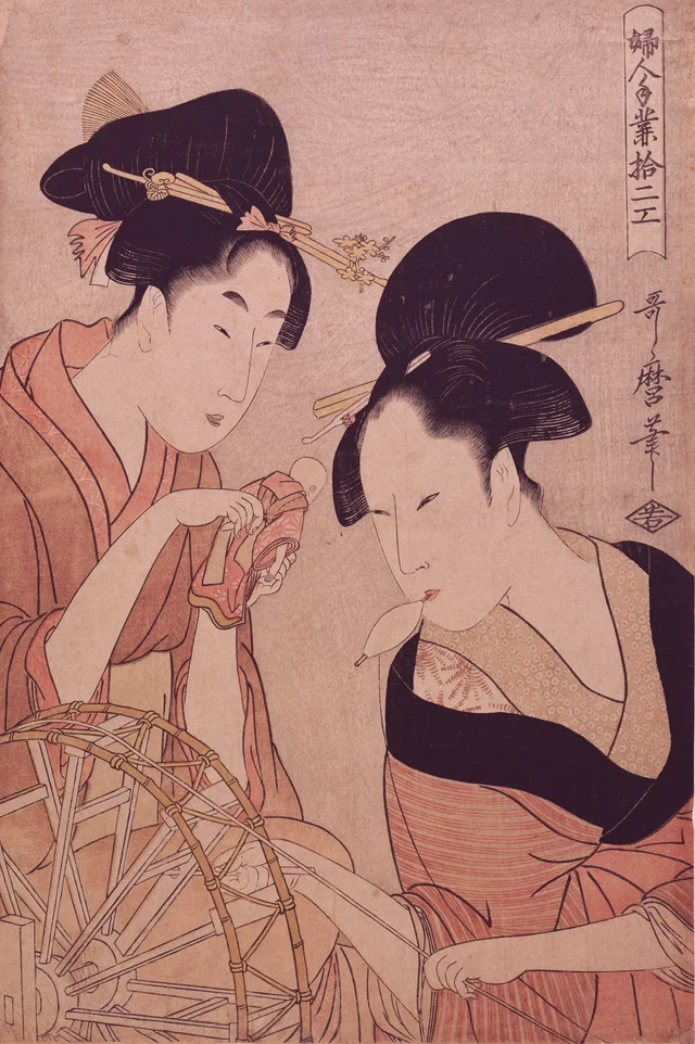 El devanado del hilo, de la serie Doce tipos de trabajos de mujeres, Kitagawa Utamaro