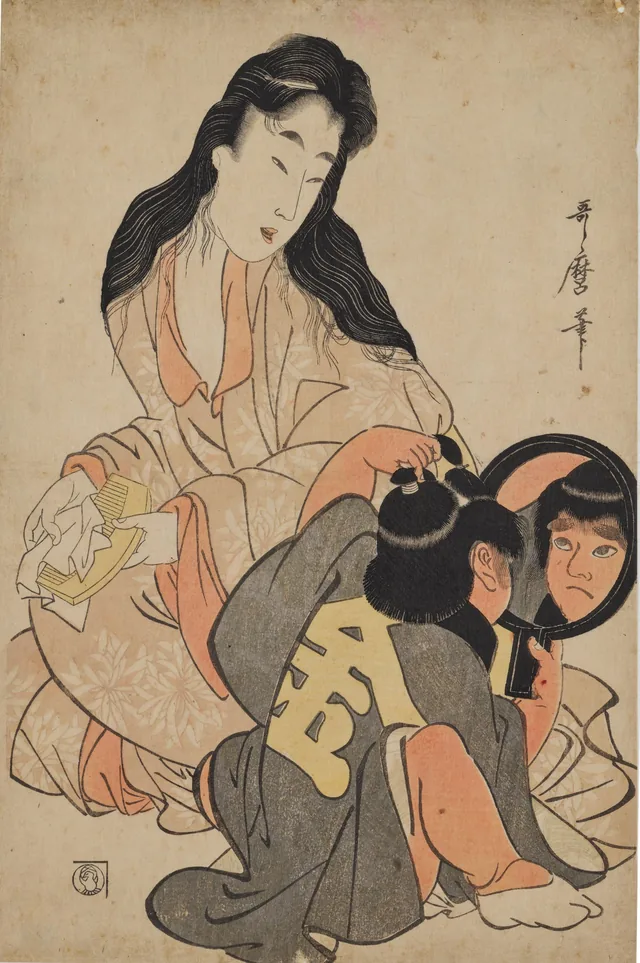 "Mirror" from the Series "Kintarō and a Mountain Witch", Kitagawa Utamaro