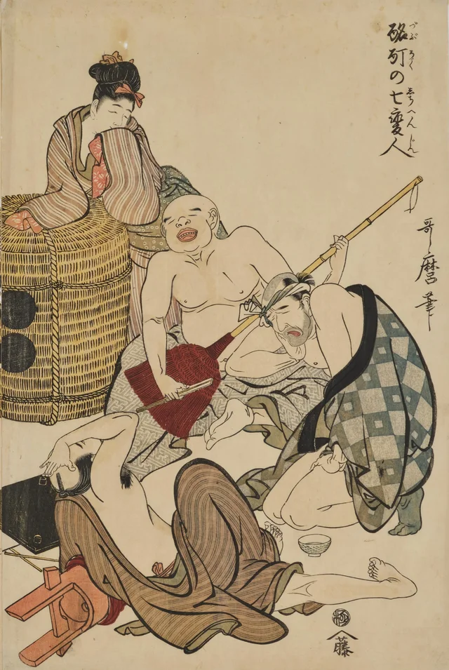 Seven Eccentric Drunk Men, sheet of a triptych, Kitagawa Utamaro