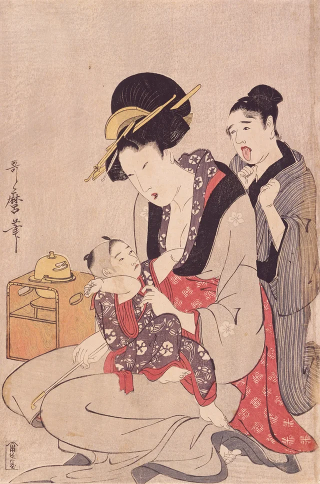Mère, enfant et apprenti, Kitagawa Utamaro