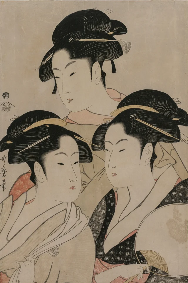Tomimoto Toyohina, Ohisa del Takashimaya y Okita del Naniwaya, Kitagawa Utamaro