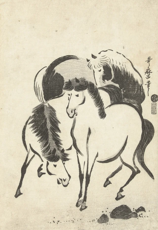Tres caballos, Kitagawa Utamaro