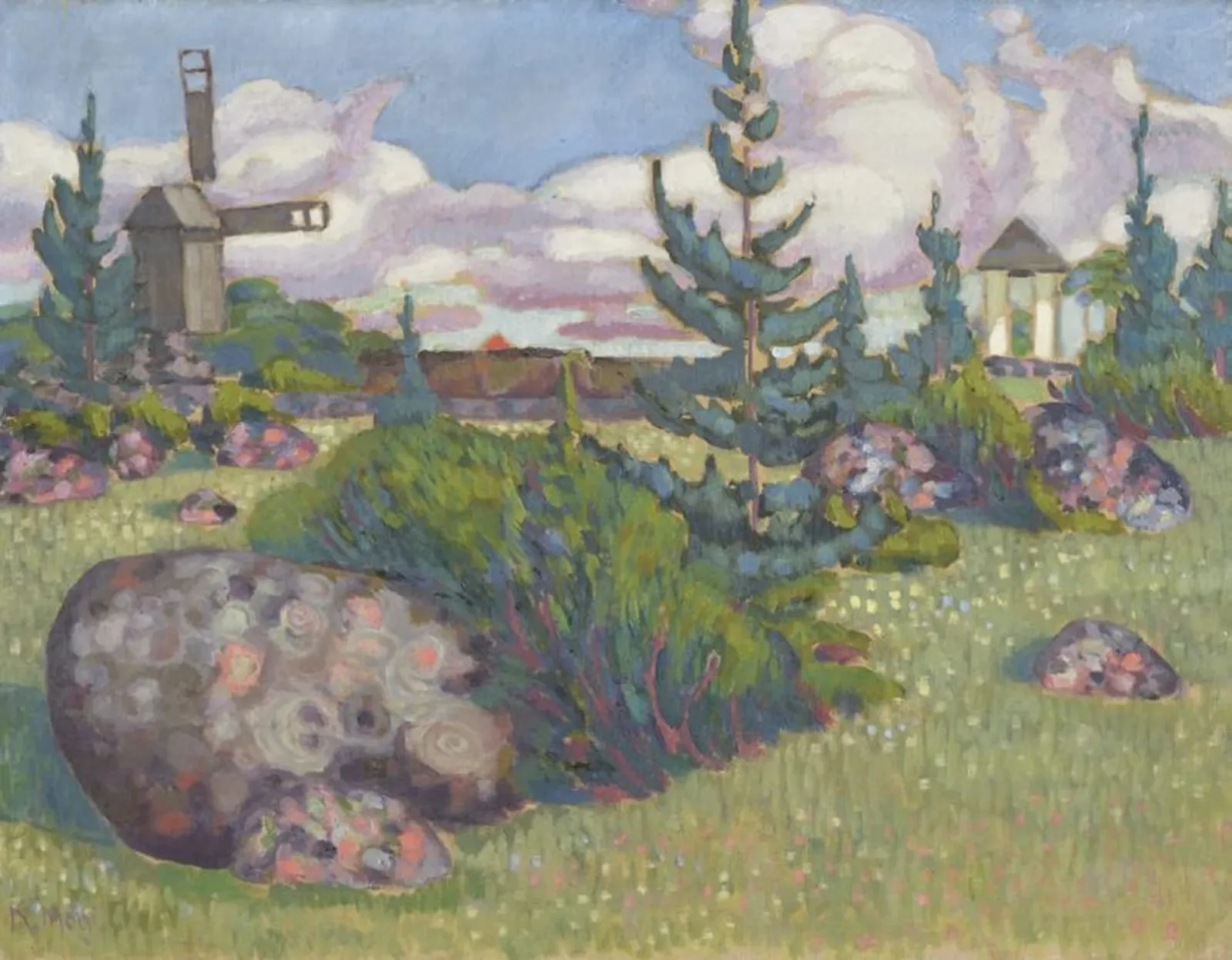 Paysage avec un moulin à vent, Konrad Mägi