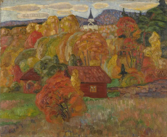 Maastik majaga — Konrad Mägi