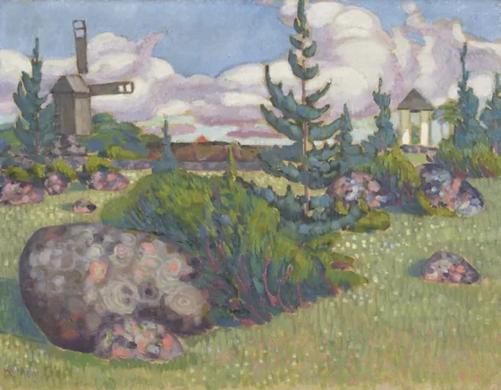 Maastik tuulikuga — Konrad Mägi