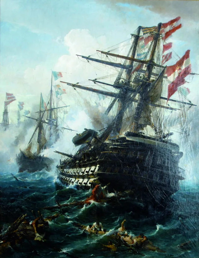 Ship of the Line SMS Kaiser in the Battle of Lissa