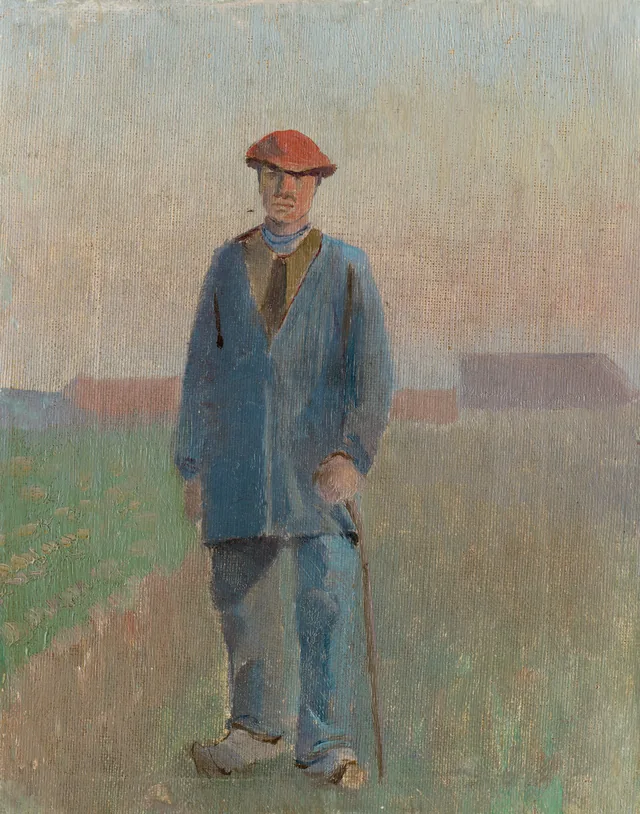 Hombre del campo con bastón