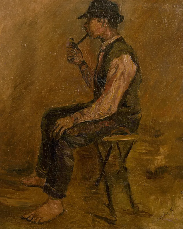 Study of a Seated Man with a Pipe, Ladislav Medňanský