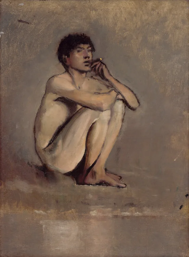 Estudio de un desnudo masculino sentado
