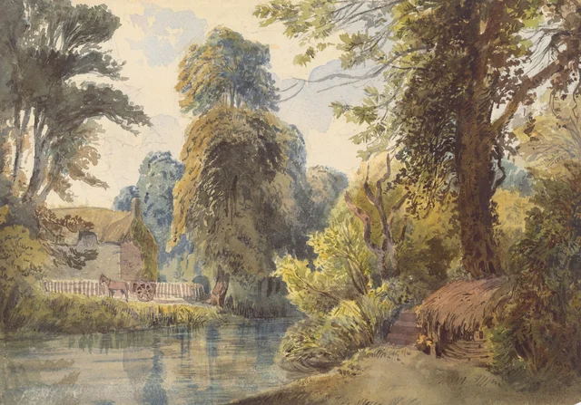 Swiss Park with a Pond and a Carriage