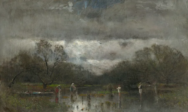 Paisaje con lavanderas y pescadores