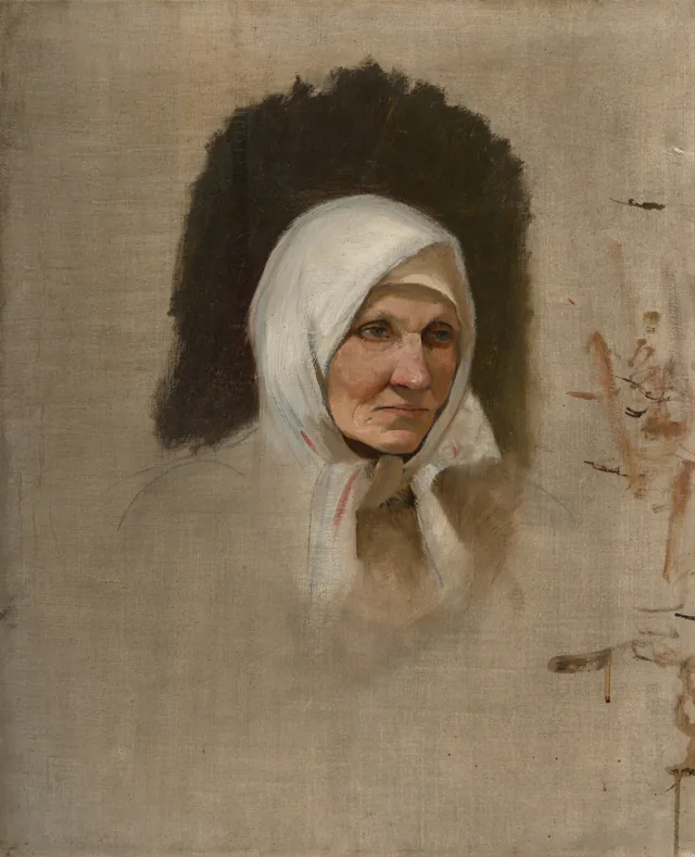 Aldeana con pañuelo blanco. Estudio de cabeza