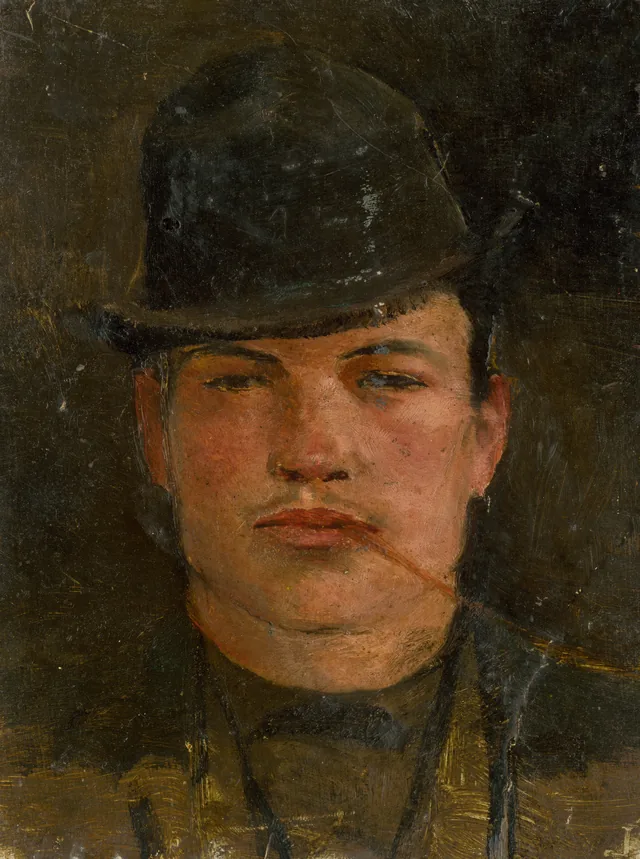 Head of a Young Man in a Bowler Hat with a Cigar